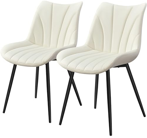 Yaheetech Juego de 2 Sillas de Comedor de Terciopelo Sillas de Comedor Tapizadas con Respaldo Sillones sin Reposabrazos con Patas de Metal para Cocina Salón Gris Beige