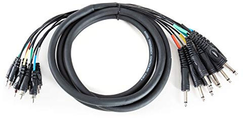 Music Store MC-08, 8-fach Multicore, 3 m, Klinke/Cinch, Professionelles Multicore-Kabel, Nummerierte Anschlüsse, Schwarz