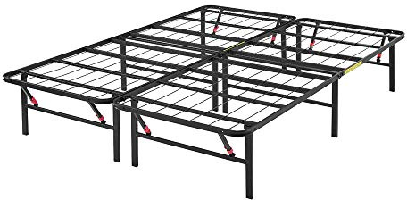 Amazon Basics Bed Frame with Ample Underbed Storage, Foldable Metal Platform, Sturdy Steel, No Box Spring Needed, 14 inches High, Noise-Free Support, Easy Assembly Tool-Free Setup, Full Size, Black
