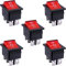 Taiss 5 Stücke Kippschalter 6 Polig 3 Position DPDT EIN/AUS/EIN Rot LED AC 250V/16A 125V/20A Wippschalter KCD2-203N-R