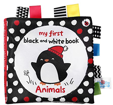 Toyvian 1 livre en tissu noir et blanc - Étiquettes en tissu - Livre éducatif précoce - Jouet éducatif pour bébé - Pour nourrissons, enfants et tout-petits