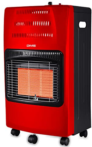 DMS® Gasheizofen 4200W Heizgerät Gasheizung Gasheizer Infrarot Keramikbrenner inkl. Gasdruckregler Gasschlauch, Heizstrahler Gasheizgerät, Infrarot, Butan- Propangasflaschen bis 15kg [EEK A] (Rot)