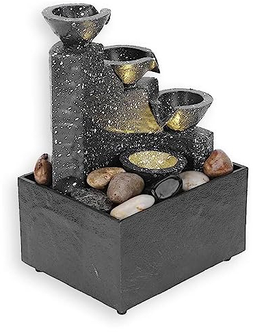 Tischbrunnen, Desktop-USB-Steingarten-Wasserbrunnen, Mini-Felsen-Wasserfall, Wasserfall für den Innenbereich, mit Springbrunnen-Ornament, Kunsthandwerk für Büro- und Heimdekoration