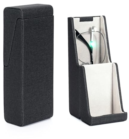 Vemiss Flip-top Glasses Case, Bracket Type Hard Shell Eyeglasses Holder for Women Men (A-Black)