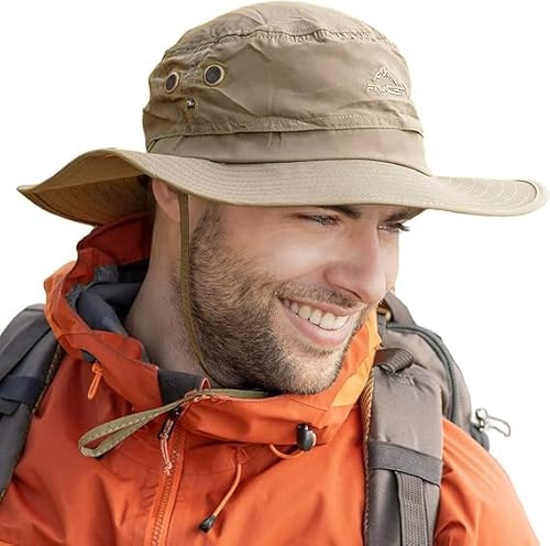 TOP-EX XL/XXL Cappello da sole da uomo a tesa larga UPF 50+ & impermeabile, grandi cappelli estivi per escursioni, trekking, pesca, campeggio, vela, pieghevole, regolabile, traspirante, TX702_kaki,