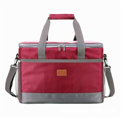 Große Faltbar Thermotasche, 36L Kühltasche, Lunchtasche, Picknicktasche, mit Verstellbaren Schultergurt, Große Kapazität, für Reisen im Freien, Strand, Camping, Wandern, Picknick (Weinrot)