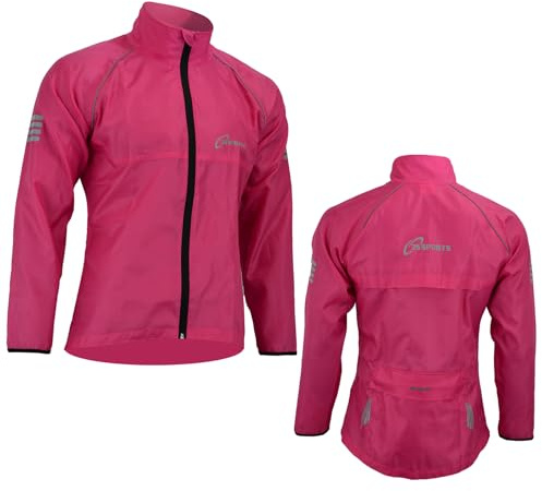 3S SPORTS Ladies Cycling Rain Waterproof Jacket Woman Hi-Visibility Cycle Running Top Coat (UK, Alpha, XL, Regular, Regular, Pink)