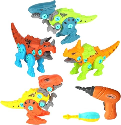 Creativity Point Take Apart Dinosaur Toys for Kids with Storage Box Electric Drill DIY Construction Build Set Educational STEM for Boys Girls 3 Years and Up