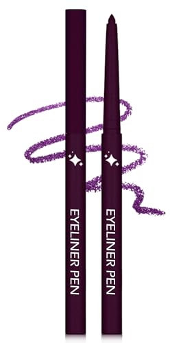 Eyeliner in gel glitterato, viola colorato, super morbido e liscio, penna per kajal, impermeabile, facile da applicare, matita per ombretto con glitter altamente pigmentato, per donne 08