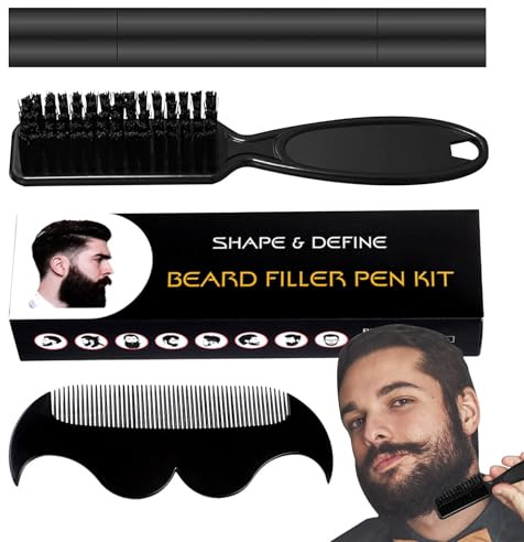 Skäggpenna - Vattentålig Svettsäker Barber Styling Grooming Pencil Kit,Natural Makeup Seamless Two-end Beard Dye Beard Filler Penna för män Skägg, ögonbryn,