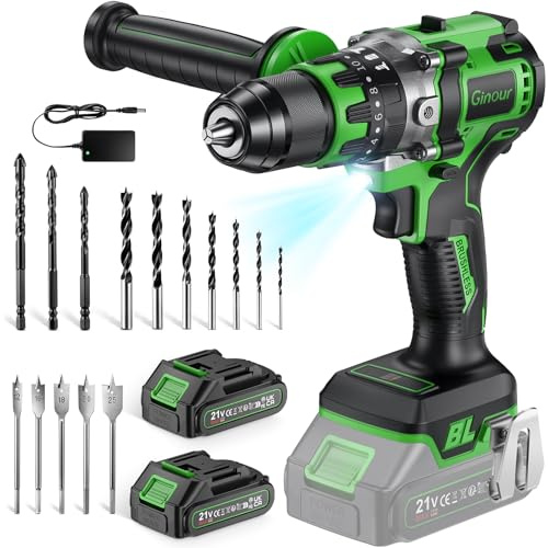 Ginour Avvitatore a Batteria 21V, 90Nm Brushless Trapano a Percussione