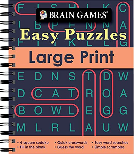 Brain Games - Easy Puzzles - Large Print: 4-Square Sudoku, Quick Crosswords, Easy Word Searches, Fill In The Blank, Guess The Word, Simple Scrambles, and more! (Brain Games Large Print)