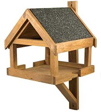 Vziwry Vogelfutterstation aus wetterfestem Holz für Wildvögel, Meisen, Rotwild, Spatzen - Futterstation für Garten, Balkon, Zaun oder Schuppen