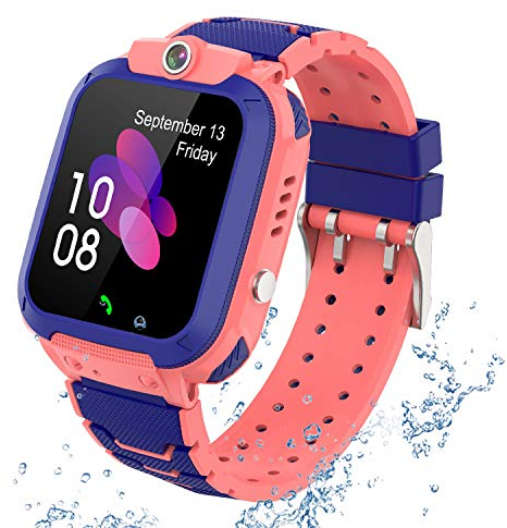 PTHTECHUS GPS Smartwatch Telefon für Kinder, 1,44'' LED Touch Digitalkamera Uhr Support Spiel, Wecker SOS Sprach Chat Smart Watch, Kindergeschenk 4-12 Jahre
