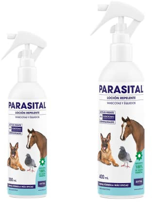 Zotal PARASITAL® Loción Repelente en Spray | Antiparasitario Externo destinado a Perros, Animales de compañía y équidos | Pack de 250 ml + 400 ml | Ingredientes Activos Naturales | Marca