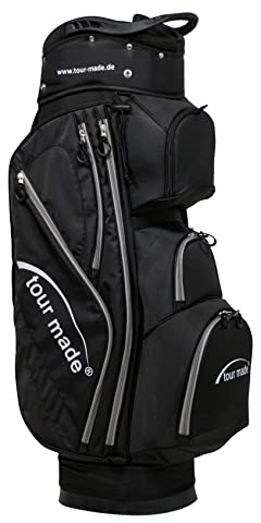 Tour Made Ultralight Golfbag Cartbag I nur 2kg I 14fach durchgehende Unterteilung bis zum Boden I Golf Bag Golftasche Herren & Damen (schwarz-grau)