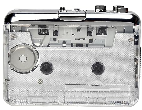 Septpenta Tragbarer Kassettenrekorder, Transparenter Kassettenrekorder mit FM Funktion, 3,5 mm Kopfhörerbuchse für Text und Lieder, DIR Taste für Automatischen Rücklauf, Stereo