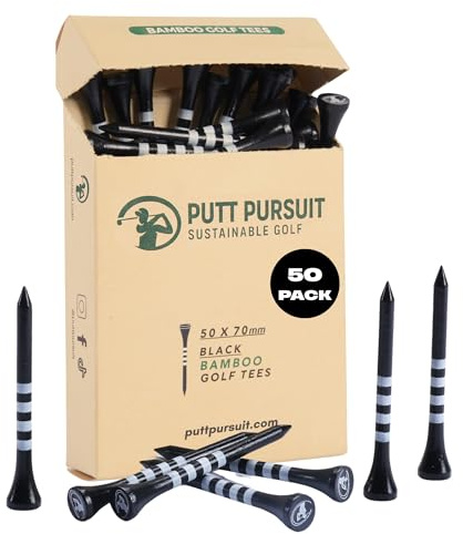 Golf Tees - 7cm/ 70mm Bamboo Golf Tee - Biodegradable Golf Tees Wooden - Strong & Sustainable Bamboo Tees - Golf Gifts for Men - Golf accessories for men - Tee in Multiple Colours in 50 & 25 Packs