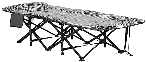 Outsunny Feldbett, Klappbett Campingbett mit Becherhalter, Campingliege mit Tasche, bis 120 kg, für Balkon, Schwimmbad, 68 x 186 x 48cm Schwarz
