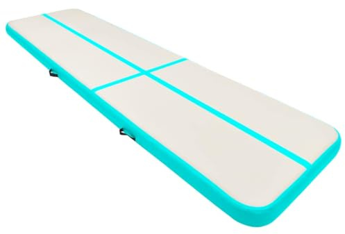 Aufblasbare Gymnastikmatte mit Pumpe 800x100x20 cm PVC Grün