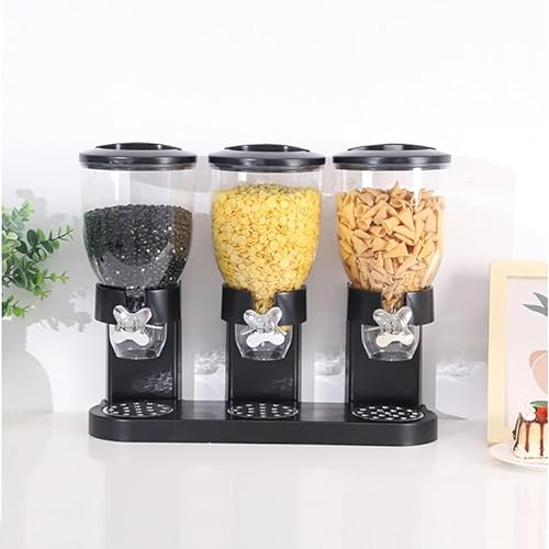 Müslispender, Müslispender für 3 Müsli, Müslispender mit drei Kanistern, 2-Liter-Reisspender für die Küche, Spender für die Aufbewahrung von trockenen Lebensmitteln mit großem Fassungsvermögen für die