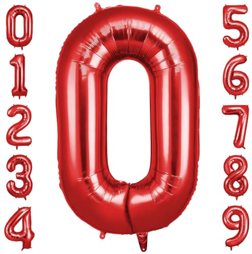 OFFCUP Palloncini Compleanno Rossi 101 CM, Palloncino Numero 0, Foil Palloncini Numeri, Giganti Palloncini Numeri, Decorazioni Festa Compleanno, Gonfiabili Pallone per Anniversario