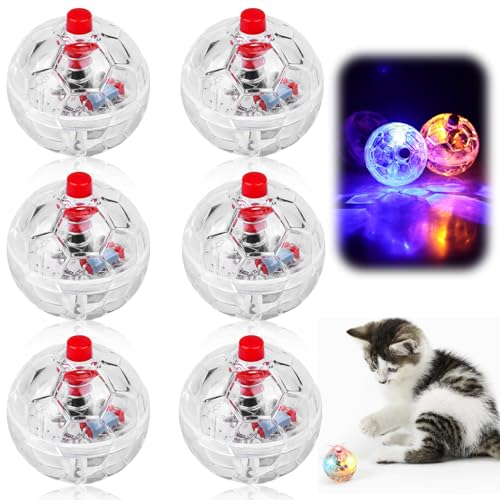 Leikurvo 6 PCS Katzenspielzeug Geisterjagd-Bewegungsbälle: Katzenball mit LED Licht, blinkende Katzenkugel Bewegung Bälle Haustierspielzeug Interaktives Kätzchenballspielzeug Paranormale Ausrüstung