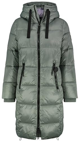 Sublevel Damen Winter Steppmantel – Langer, Warmer Mantel mit Kapuze für Kalte Wintertage middle-green S