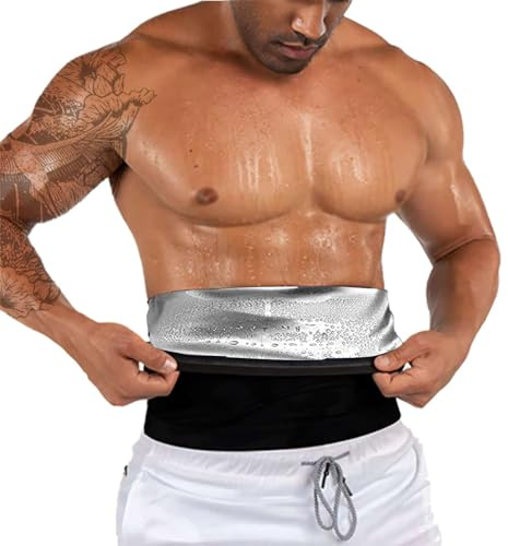 BODYSUNER Ceinture amincissante pour homme - Ceinture amincissante pour homme - Ceinture amincissante pour entraînement, argenté, Large-X-Large