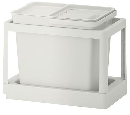 Recycling Bin with Pull-Out Frame, Waste Sorting Solution for Kitchen, Bathroom or Cabinet Use, Light Gray – 6 Gallon