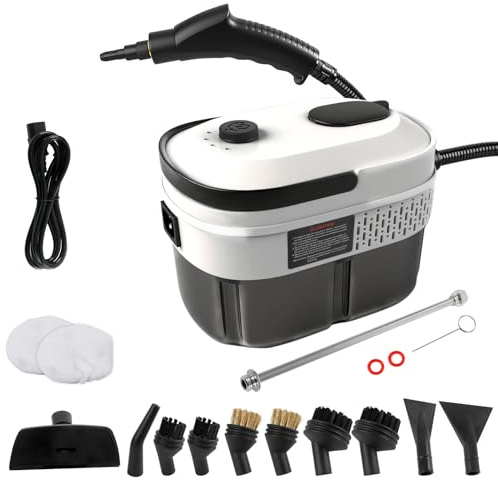 Nettoyeur vapeur portatif, 2500 W, nettoyeur vapeur haute pression portable pour la maison, réservoir d'eau de 1,6 l, nettoyeur vapeur réglable en 3 niveaux pour fenêtre de cuisine de voiture