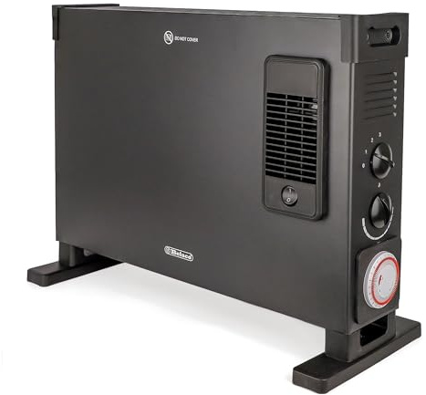 Belaco 2000W Turbo Convector Electric Heater with Fan | 3-Speed Heat Settings & 24-Hour Timer | Energy-Saving Portable Room Heater for Home & Office | Black