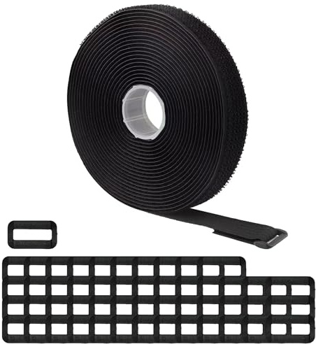 Lifgwas Sujetacables Reutilizables De 10m X 2cm Con 50 Hebillas Reutilizables Cables Cinta Para Corte Libre Para Organizador De Cables, Negro