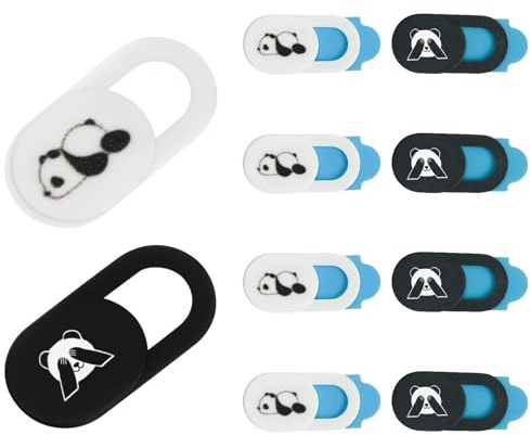 BCHMN Cache Webcam Panda [Lot de 10], Cache Caméra Ordinateur Portable et Smartphone, Protection Vie Privée Ultra Mince pour MacBook Pro, iPhone, Tablette, PC, 5 Panda Yeux Bandés + 5 Panda Endormi