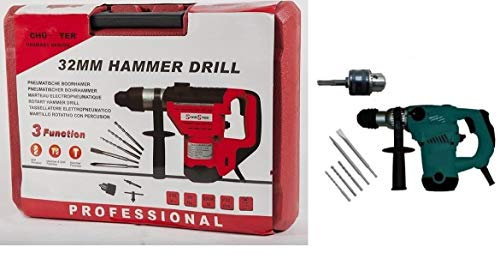 IDOR STORE Taladro Martillo Demoledor 32 mm 1250 W 3 Funciones Maletín SDS Puntas
