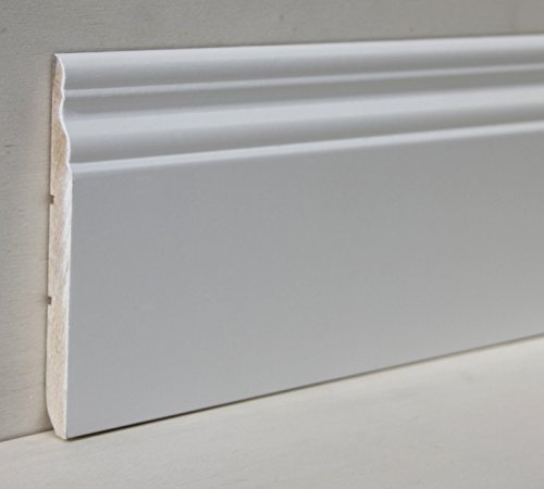 Hobby Legno - Battiscopa Massello In Legno Di Ayous Laccato Ral 9010 Mod. Berna mm. 120X13X2500 (Prezzo Per ml. 5)