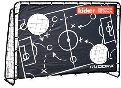 HUDORA Fußballtor Trainer mit Torwand - Robustes Outdoor Fußballtor für Kinder & Erwachsene - Torwand mit Zwei verstärkten Schusslöchern - wetterfestes Fußballtor für Training & Freizeit