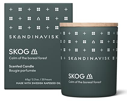 Skandinavisk Skog 'Forest' Mini Scented Candle. Fragrance Notes: Pine Needles and Fir Cones, Birch Sap and Lily of The Valley. 65 g.