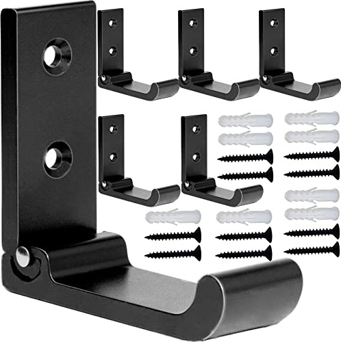 Folding Coat Hooks, Matte Black Wall Hooks for Hanging Coats Bathroom Towel Hooks Hardware Heavy Duty Aluminum Alloy Robe Hooks Wall Mounted DIY Coat Rack Hooks No Rust Indoor, Outdoor (6pcs-Black)