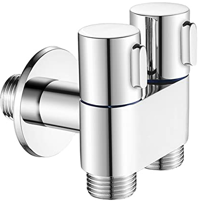 Vanne d'angle à double contrôle, vanne d'angle en cuivre double sortie G1/2 pour évier de cuisine, salle de bain, pommeau de douche, lavabo, WC