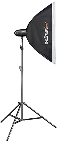 Walimex pro Newcomer 100 Set Single - 100 Ws Blitzleistung, auslösen per Funk 2,4GHz, LED-Einstelllicht, Blitzdauer 1/800-1/1200s, Bowens/walimex pro-Anschluss, ideal für kleine Studios