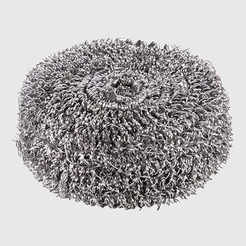 La Briantina Schleifschwamm aus Edelstahl, Schwamm aus Stahlwirbel, 50 g, Scheuerschwamm Ø 10 cm für Töpfe und Geschirr