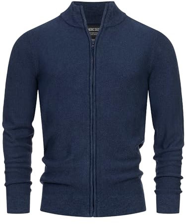 Indicode Herren INWestmoon Strickjacke mit Stehkragen | Fein-Strick Cardigan aus Baumwollgemisch Navy, XL