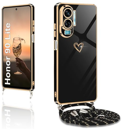 XCYYOO Funda con Cordón para Honor 90 Lite, Carcasa Colgante Ajustable con Collar Antigolpes, TPU Suave Silicona