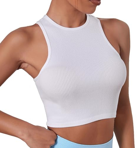 ATRACTIVOLL Crop Tank Tops, Canotta Donna, Basic Estivo Canottiera Sottogiacca, Elastica e Traspirante, Maglietta Senza Maniche, Casual, Sportiva