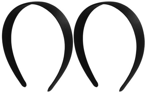 Dimeho 2 cerchietti per capelli in raso, accessori per capelli, in tinta unita, con ampia imbottitura, senza denti, spessi, semplici, senza cuciture, leggeri, accessori per capelli per donne e ragazze