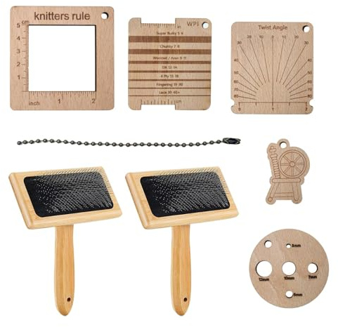 Lot de 8 machines à carder à la laine, cardage manuel en laine, outils de feutrage à l'aiguille de laine avec manche en bois massif, kit d'outils de mélange pour feutre de laine, brosse à carder en
