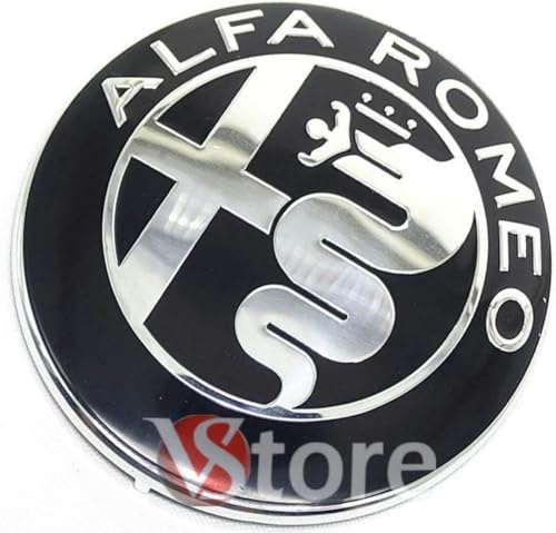 2 Fregi Stemmi Compatibili con Alfa Romeo Logo 74mm Cofano Anteriore Posteriore Emblema Specchio Mirror 147 156 159 Brera Mito METALLO