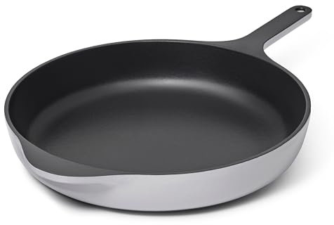 Caraway Cast Iron Skillet - 12” Enameled Cast Iron Pan With 3 Layer Enamel Coating - No Seasoning Required - Compatible With All Stovetops - Free From Forever Chemicals - Gray
