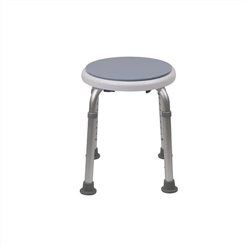 Plus SANTÉ – Tabouret de Douche Capri pivotant 360° | Assise Ø32 cm, Hauteur réglable 35–58 cm (8 Positions), Pieds antidérapants | Aluminium anticorrosion | Ultra-léger 1,4 kg | 130 kg